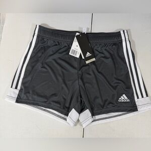 NWT Adidas Women’s Climalite Soccer Shorts, Grayw/white stripes MED Tastigo 19